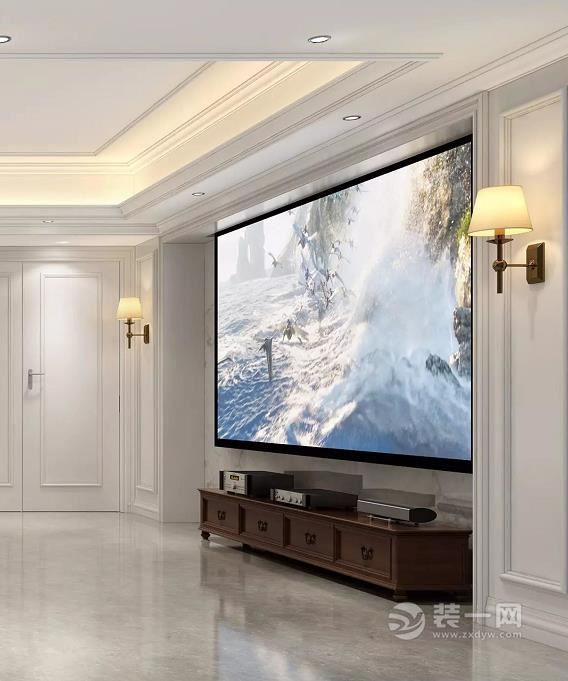 嵌入式电视背景墙还可以设计成投影电影院,在家就能欣赏电影.